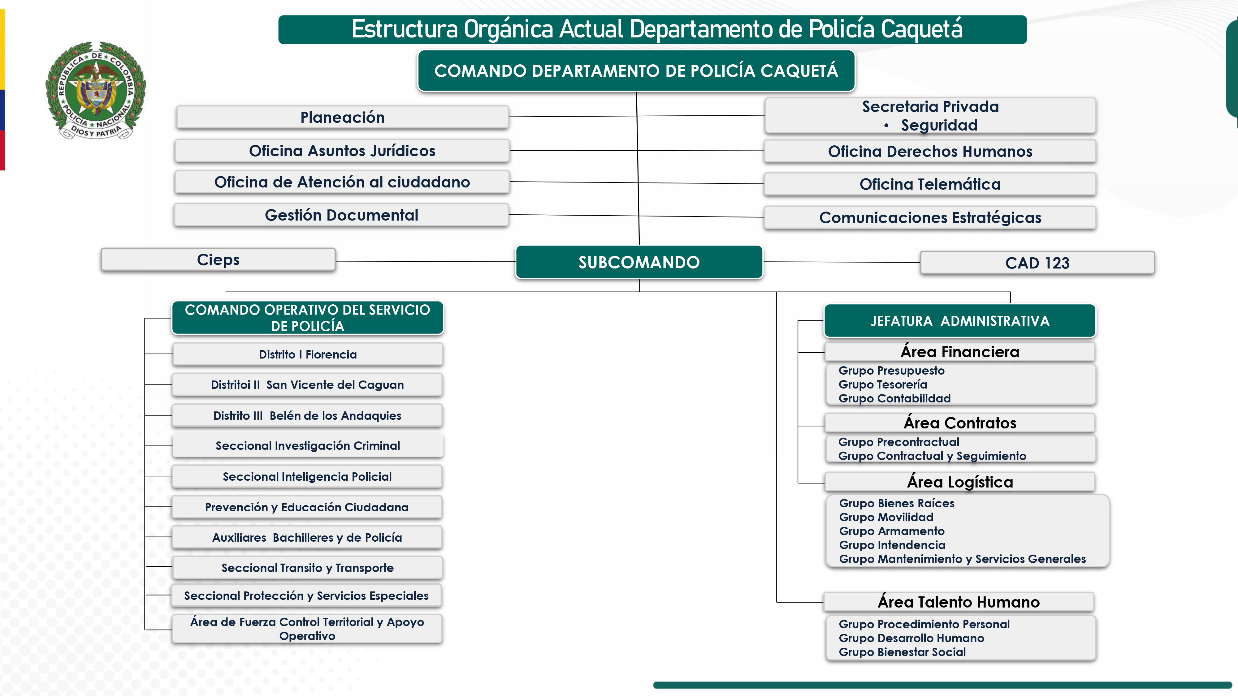 Organigrama Departamento de Polic&iacute;a Caquet&aacute;