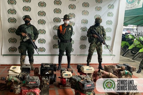 Incautamos motores y retroexcavadora en el corregimiento Guayabal
