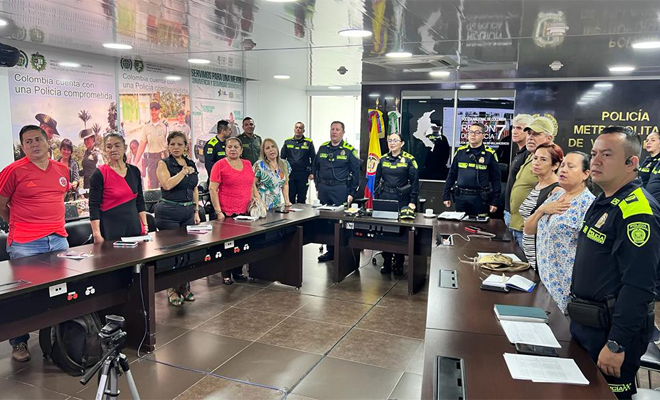 Villavicencio contó con 12 presidentes de Junta de Acción Comunal que asistieron de manera virtual a la reunión que se llevó a cabo en todo el país para generar estrategias que permitan trabajar articuladamente entre comunidad - Policía y construir territorios más seguros.