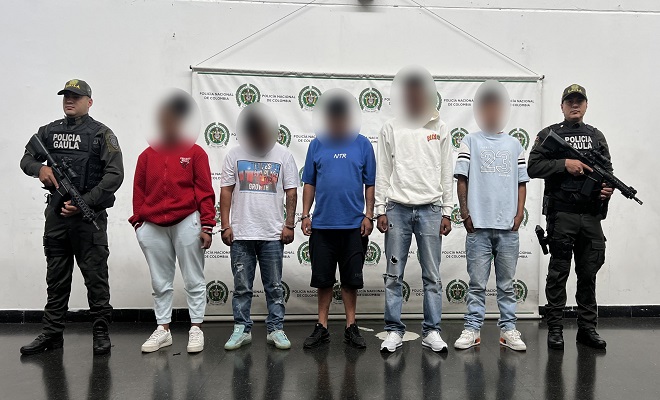 5 Capturados por el delito de extorsion en San Antonio de Prado con hombres del gaula