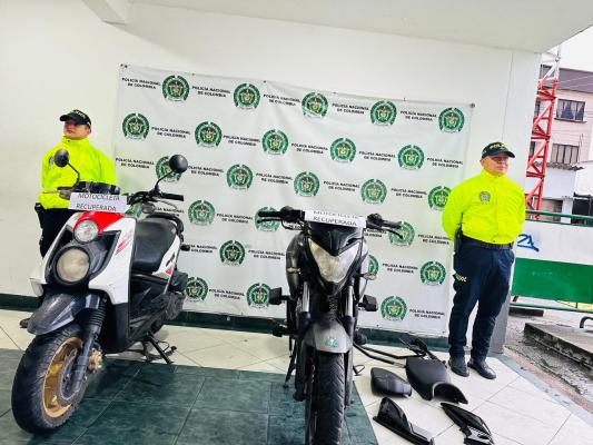 Acciones investigativas permiten la recuperación de dos motocicletas en Caldas