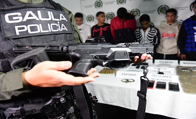 Armas incautadas y capturados