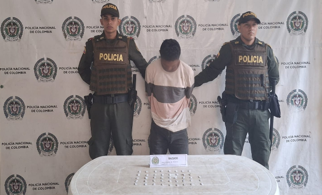 Capturado hombre de 26 años en flagrancia por el delito de tráfico, fabricación o porte de estupefaciente. 