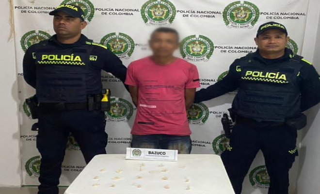 Hombre de 40 años fue capturado con 20 dosis de bazuco.