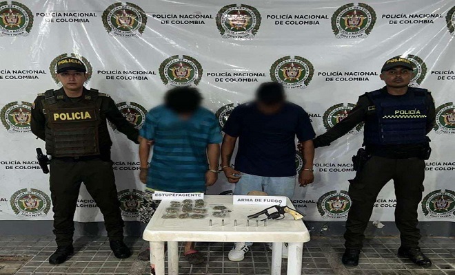 captura de 'Alcantar' y ‘El Gordo’ por porte de arma de fuego y estupefacientes