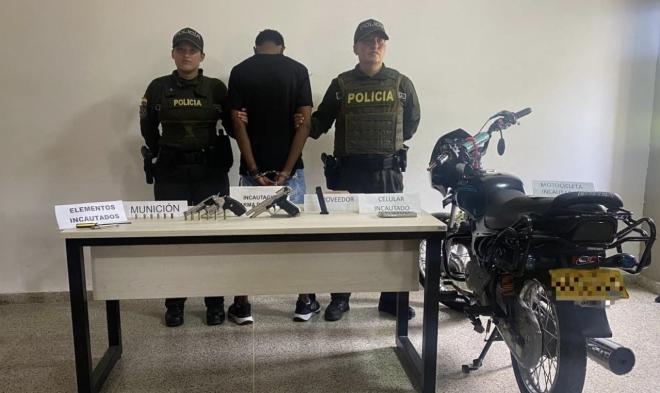 Captura en flagrancia de un sujeto, por porte ilegal de armas de fuego 