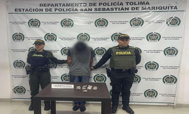  En Mariquita, Policía Tolima logró la captura de un sujeto a quien se le incautó gran cantidad de estupefacientes