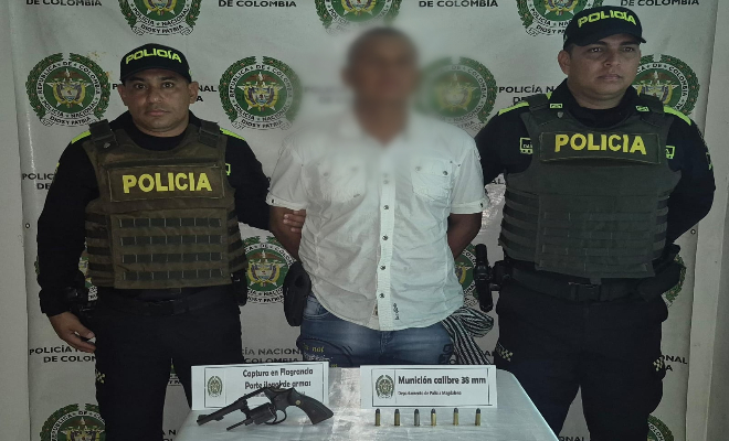 Hombre de 41 años capturado por el delito de porte ilegal de armas de fuego, accesorios, partes y municiones. 