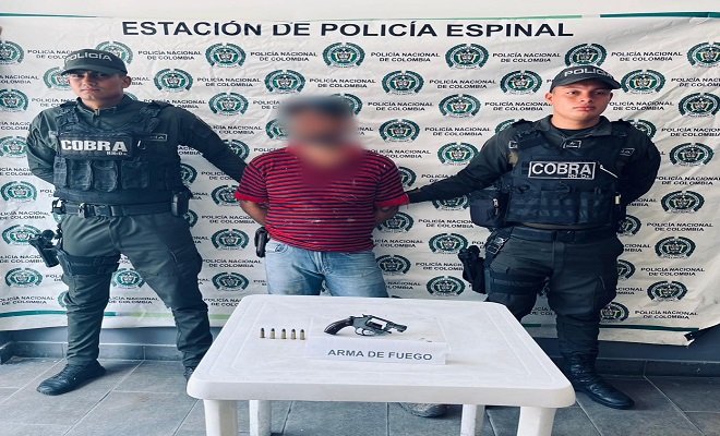 En Tolima, es capturado un sujeto con porte ilegal de arma de fuego en el Espinal