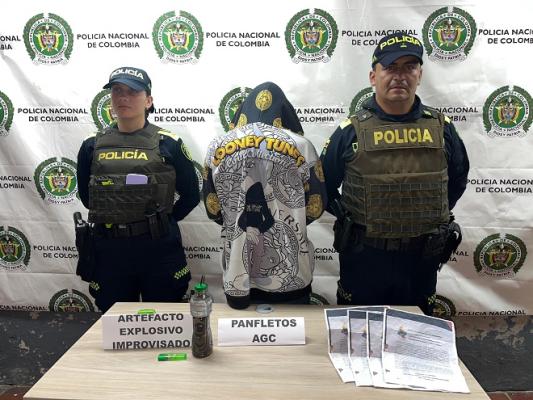 Capturado presunto integrante de un grupo armado ilegal, con artefacto explosivo improvisado 