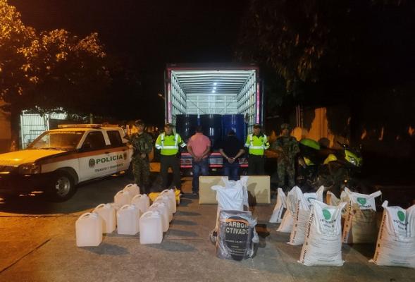 Capturados en flagrancia por tráfico de sustancias para el procesamiento de narcóticos