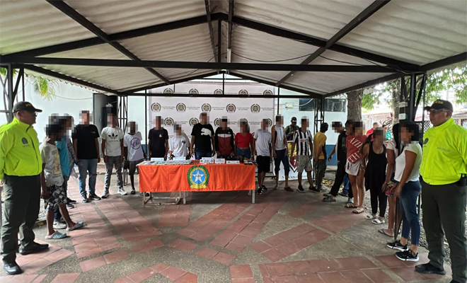 La operación policial permitió que fueran capturadas 23 personas por los delitos de concierto para delinquir agravado, porte, tráfico y fabricación de estupefacientes 