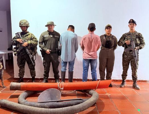 Dos personas fueron capturadas por presuntamente extraer oro de forma ilegal