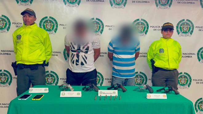 Capturados dos delincuentes dedicados a red de armas de fuego en Bucaramanga