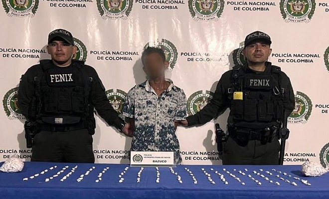 Policía Nacional incauta bazuco y captura a un hombre.