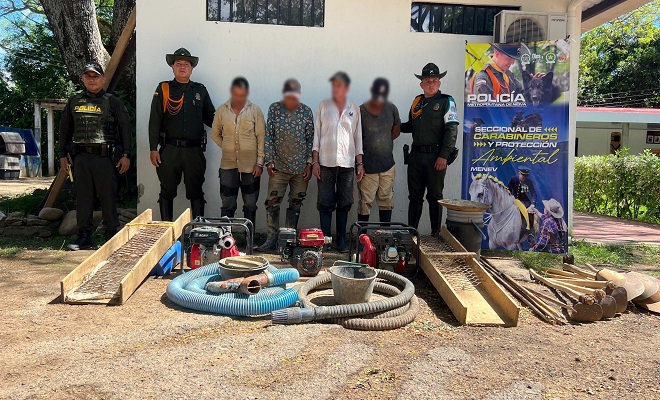 Policía Nacional desmantela actividad minera ilegal en zona rural de Neiva