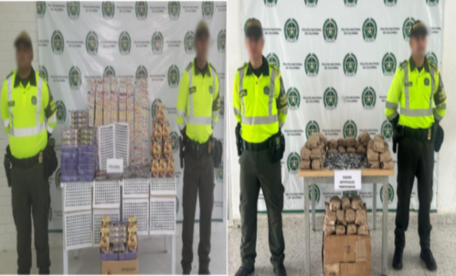 Por controles de registro e identificación a vehículos en las vías nacionales de Sucre unidades de transito y transporte incautaron 10.000 unidades de fuegos pirotécnicos con el fin de detener la ilegalidad y comercialización de este material 