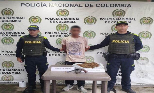 En Natagaima, rápida reacción policial permitió la captura de 'Maclein' así como la incautación de un revólver y estupefacientes