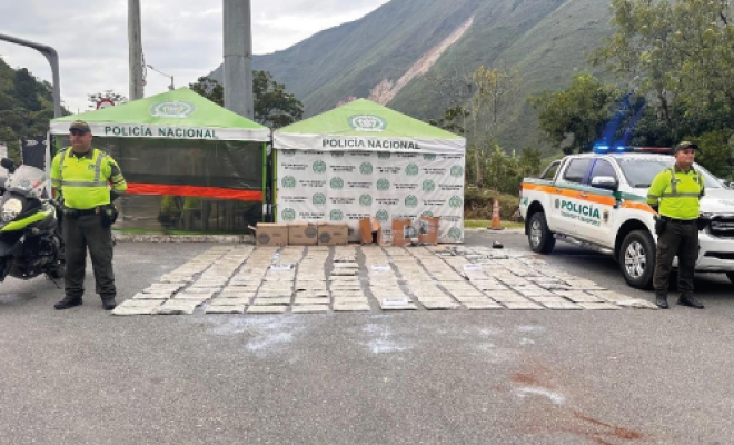 La Policía Nacional, en el marco del nuevo modelo del servicio de Policía incautó 104 kilos de marihuana, escondidos al interior de un vehículo tipo furgón, utilizado en el transporte de encomiendas.