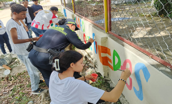 Los niños y niñas de Magangué, con los ojos llenos de asombro, vieron como su parque renacía 