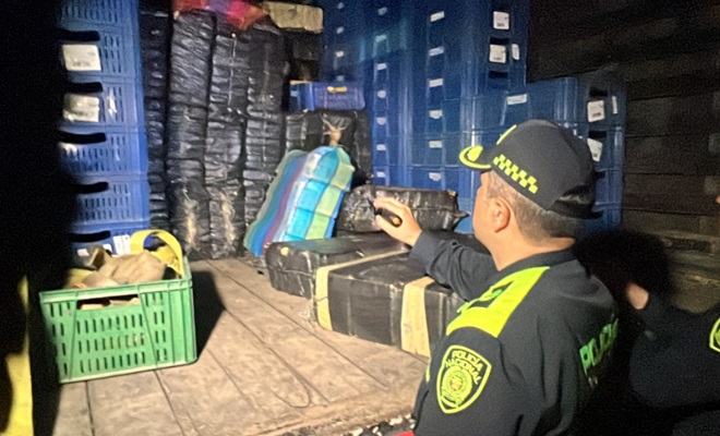 El estupefaciente se halló en un tractocamión y un vehículo tipo camión. 