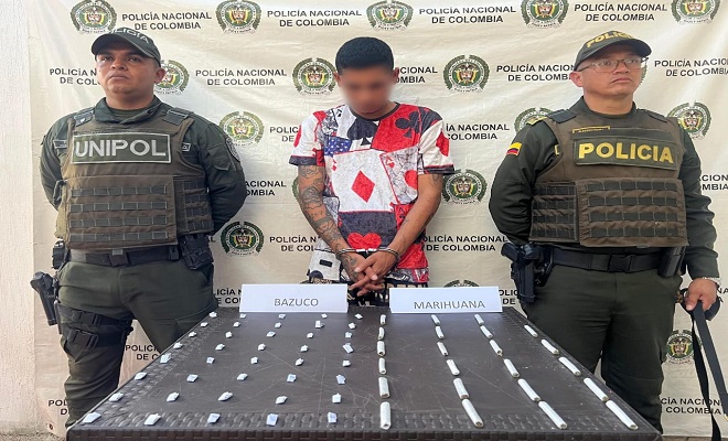 Policía Nacional captura hombre en Palermo Huila con estupefacientes