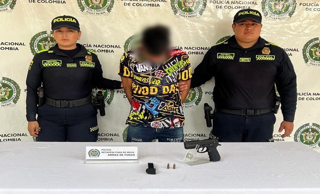 Policia Nacional captura sujeto por porte ilegal de arma de fuego en Neiva