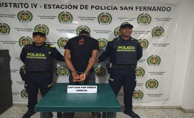 unidades adscritas a la Estación de Policía San Fernando capturaron a un hombre que tenía una orden judicial vigente