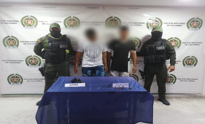 En Ciénaga, capturadas dos personas por el delito de porte ilegal de armas de fuego