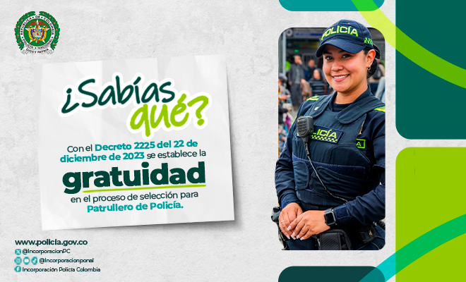 Gratuidad en el proceso de selecci&oacute;n para aspirantes a Patrullero de Polic&iacute;a