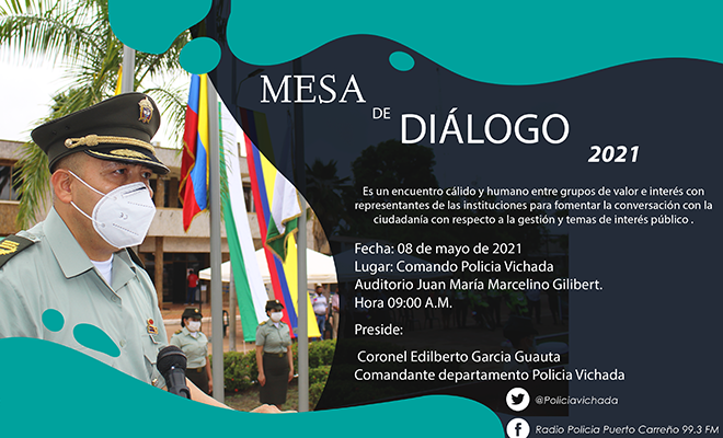Banner invitación mesa de dialogo Policía vichada