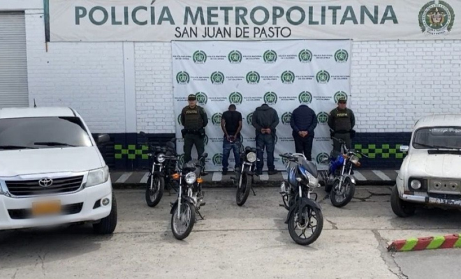 Logramos recuperar 5 motocicletas y 2 vehículos, en la capital Nariñense