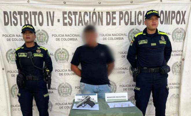 Captura de una persona por el delito de porte ilegal de arma de fuego en Mompox