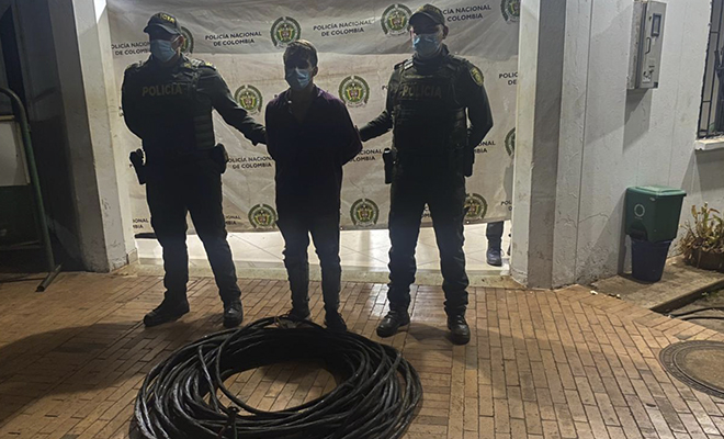 Policía recupera un cable de la fundación Corporinoquia