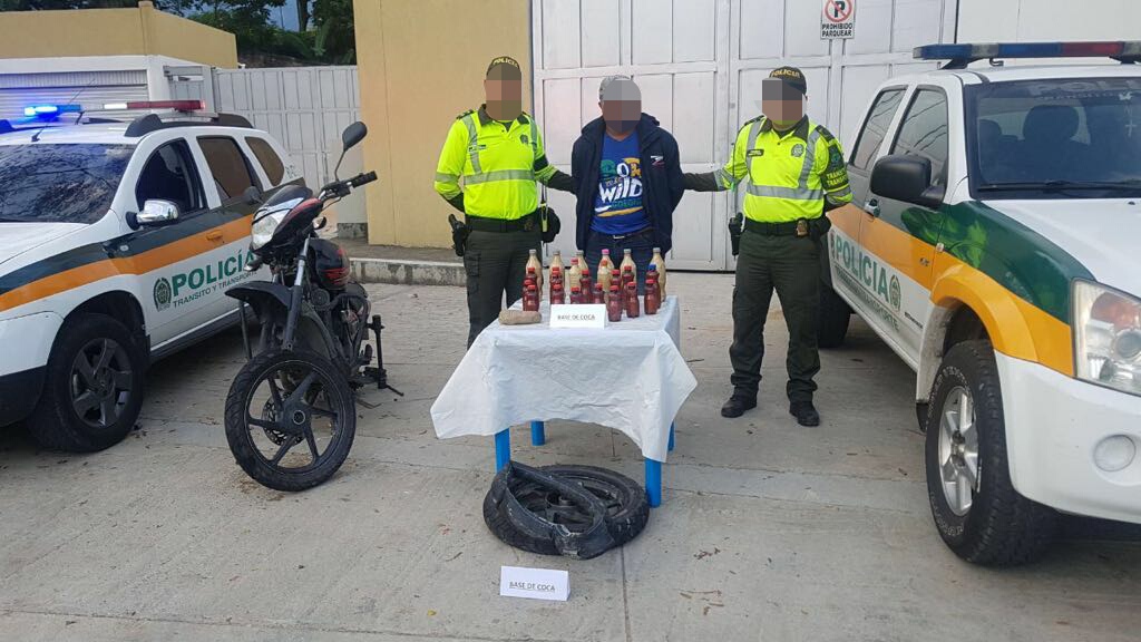 Capturado con gramos de cocaina en una motocicleta