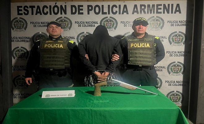Sujeto fue capturado con arma de fuego en Armenia