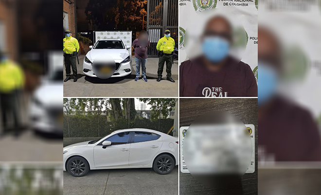 Persona capturada en Medellín cuando conducía un vehículo que figuraba como hurtado
