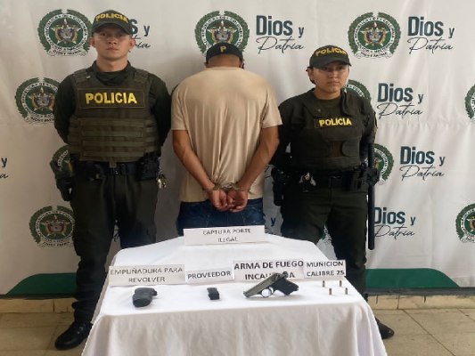 Capturado en flagrancia por porte ilegal de armas de fuego