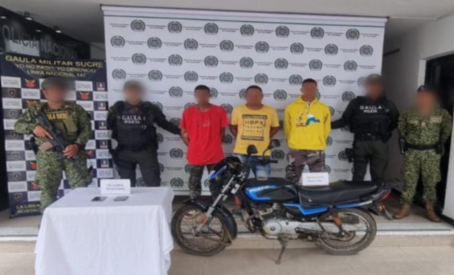 Alias "Jota, Alejo y Carita" fueron capturados en Sampués  por el delito de concierto para delinquir agravado con fines de extorsión