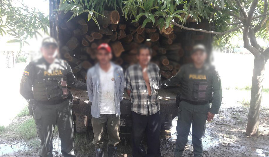 capturados-Ilícito aprovechamiento de los recursos naturales renovables-tala arbol-transporte madera ilegal-guamal-magdalena