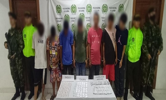 Siete hombres capturados por el tráfico de estupefacientes