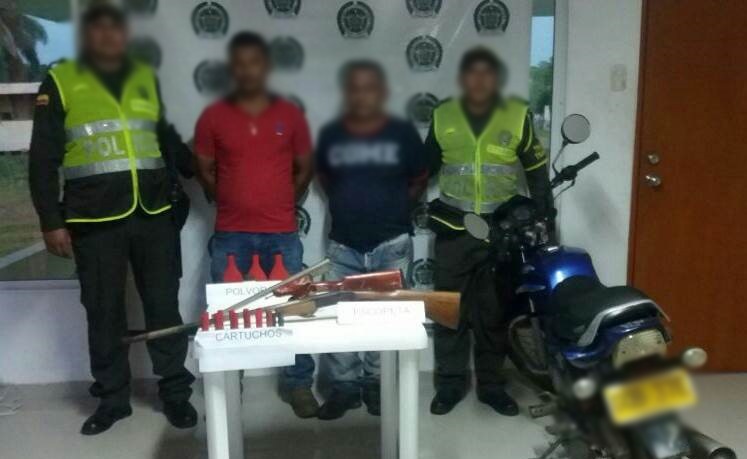 capturados-escopetas-porte ilegal de armas-SETRA-transito-Plato-Magdalena
