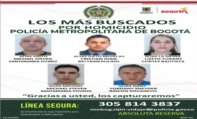 Fotos de Cinco personas buscadas por los delitos de homicidio y hurto que delinquen en el sur de la ciudad
