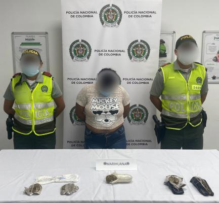  Exhaustivos controles permitieron la captura de una mujer y la incautación de 416 gramos de marihuana.