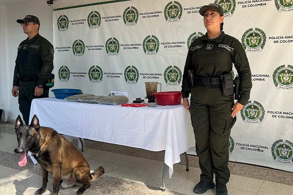 Dos Policías de la Seccional de Carabineros con su canino Odhil incautan estupefacientes 