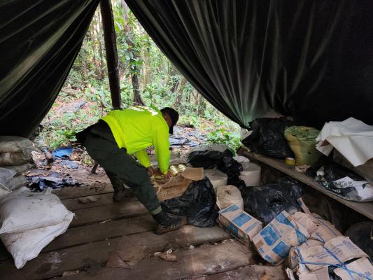 En el bajo putumayo, destruidas dos estructuras artesanales para el procesamiento de alcaloides.