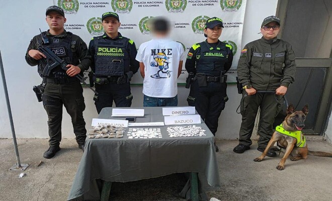 En Ambalema, polic&iacute;as con el apoyo del canino 'Hestia' y su gu&iacute;a lograron la captura de 'Gualas' a quien se le hall&oacute; en su poder gran cantidad de alucin&oacute;genos