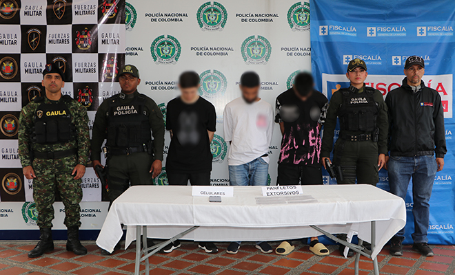 Capturados tres sujetos por cometer diferentes extorsiones en el área metropolitana de Pereira 