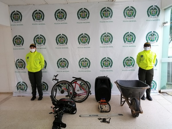 Recuperación de elementos por parte de la Policía Nacional.