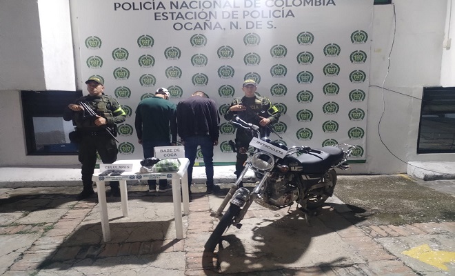 Dos capturados y más de 2.500 gramos de base de coca incautados en Ocaña